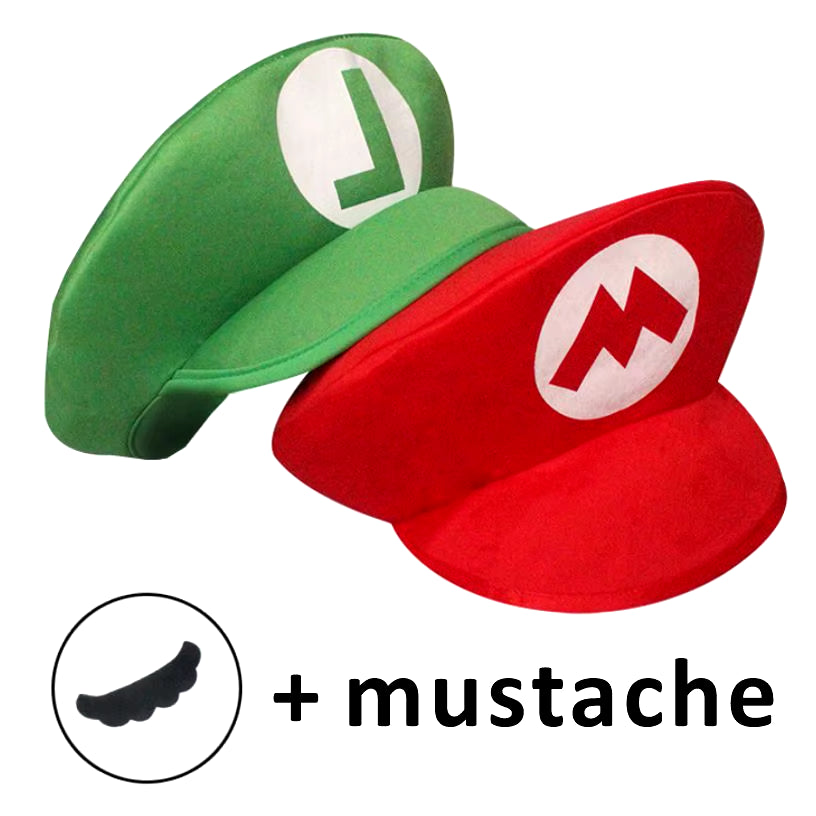 Super Odyssey Bros Cosplay Cartoon Hats with Moustache Halloween Kids Hats Costumes Anime Figure Peripherals Birthday Gifts